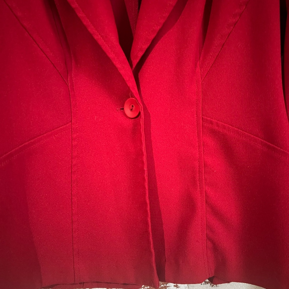 Vtg Wrapper Blazer Fitted One Button Polyester Ch… - image 4